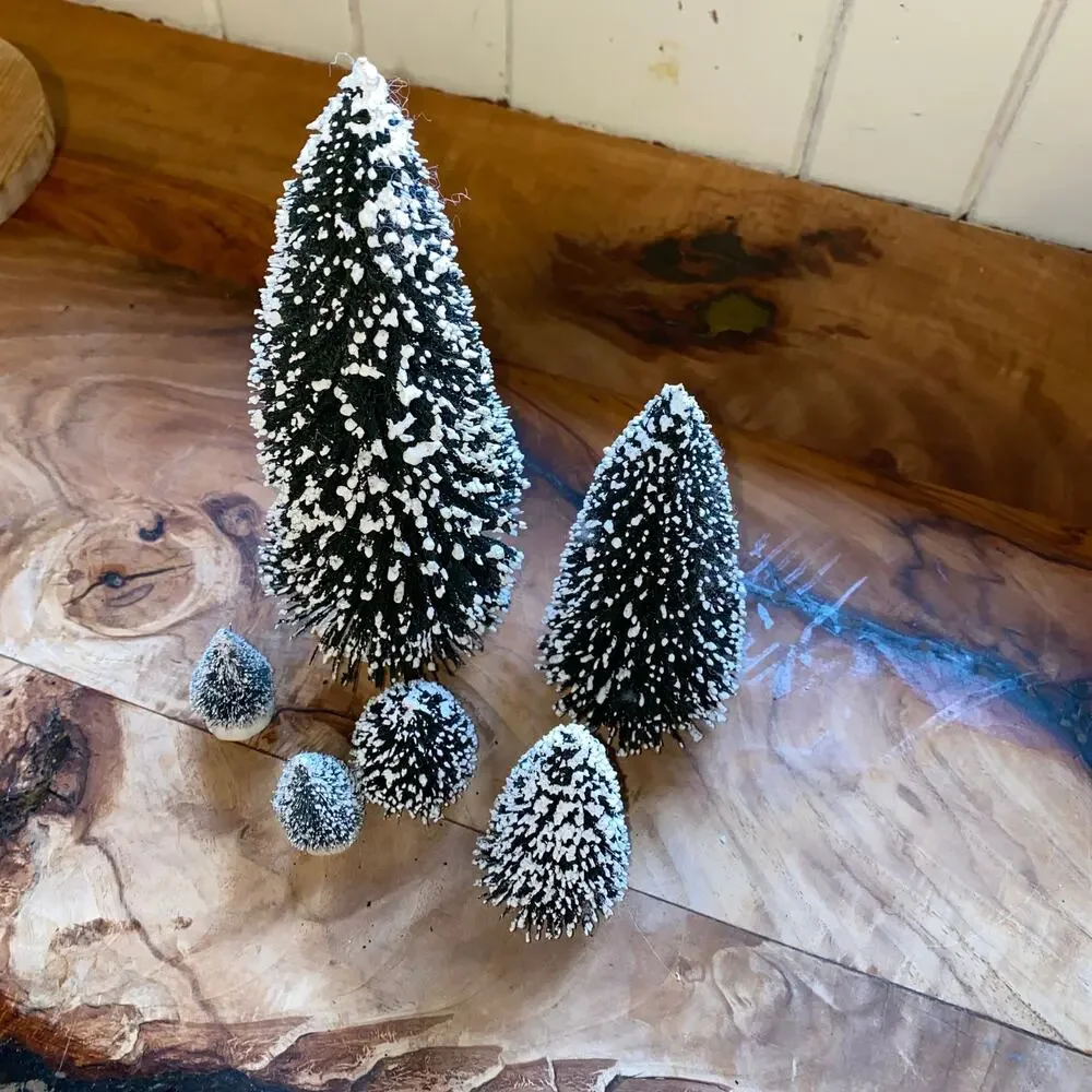Christmas Village Miniature‎ Artificial Landscape Snowy Trees 6-Pc Set
